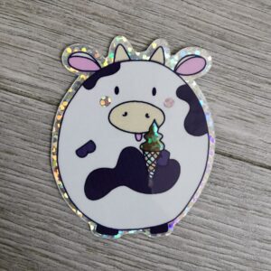 Sticker vache glace holographique