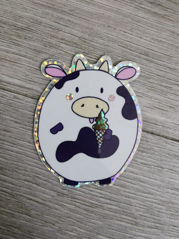 Sticker vache glace holographique