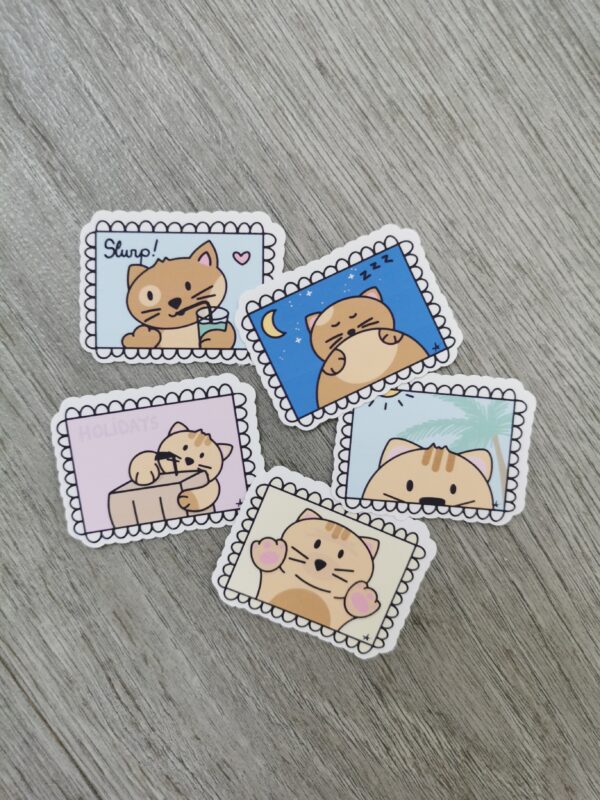 Pack stickers timbres avec un chat