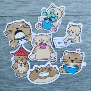 Pack de 7 stickers avec des chats